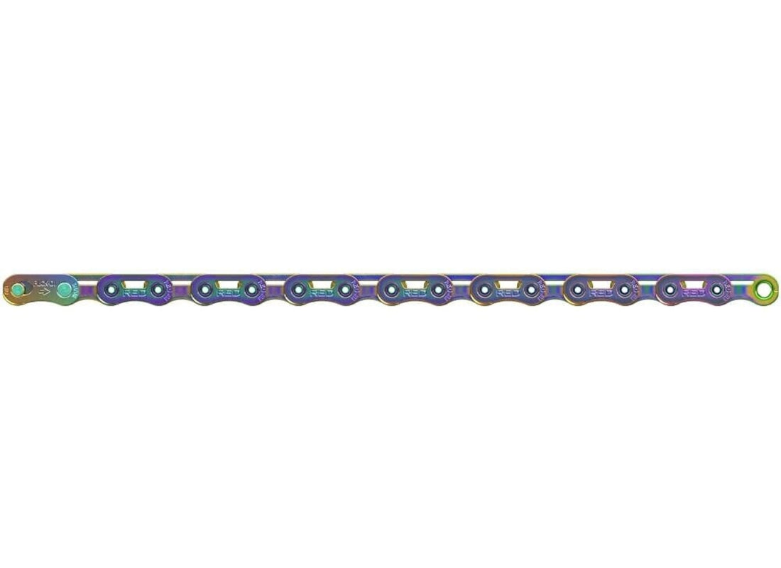 SRAM RED E1  Chain Red E1 Flattop  w/PowerLock 12 speed Rainbow